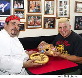 Cousins Anthony Romano and Joe Tramontano of Antonio’s restaurant show off their traditional Italian Easter favorites