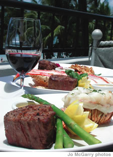 Dry-aged steaks, seafood and lobster tails are all paired with some of the finest wines at d.k’s Steakhouse