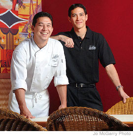 Hukilau executive chef Jason Takemura and manager Keenan Silva