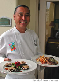 Chef /owner of 3660 On The Rise, Russell Siu, grills a great steak!