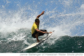 Open men’s state surfing champ Kai Barger from Maui shows his winning style and focus on the next Bowling section