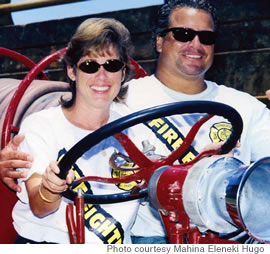 With husband Todd Hugo, a Honolulu firefighter