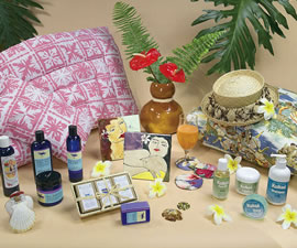 A sampling of skincare products available at the festival