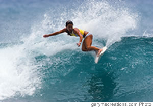 Yukiko Whiteside won first place in the Junior Wahine Short Board Finals in the Girls Who Surf competition