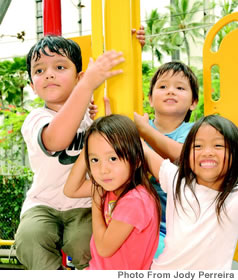 Kids from KCAA Preschools, Aloha United Way’s partner agency, on the playground