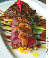 Lightly seared ahi with foie gras is one of Chef Aaron Fukuda's specials created at Sam Choy's Diamond Head