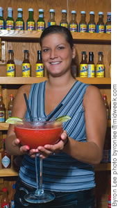 Manager Tina Martin offers one of Compadres' popular margaritas