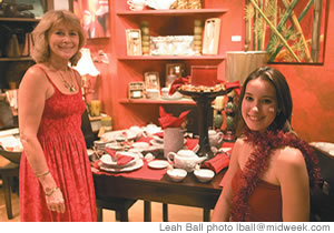Ami Mickelwait and DiAnna Marlerwith a holiday table setting at  Kailua Beachwalk