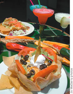 Jose's Taco Salads and colorful cocktails