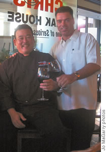 Executive chef Kyle Yonashiro and Jeff Blair at Ruth's Chris Steak House
