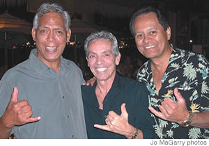 Bo Perez of Molokai Jazz West withh Rolando Sanchez of Salsa Hawaii and Al Waterson 