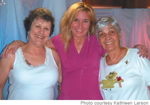 Kathleen Larson (center) with breast cancer survivors Nancy Miura and Tebby Black