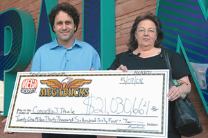 Connie Thiele won Megabucks with a $20 bill after switching machines