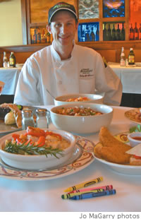 Macaroni Grill's Mike Longworth shows off some of his creations made just for the keiki