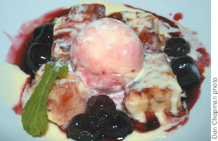 Bread pudding with Bing cherries