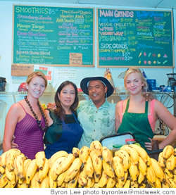 Going bananas at Diamond Head Cove Health Bar (from left) Molly Cole, Ann Takiguchi-Marcos, Marcus Marcos and Zoe Kaulagher