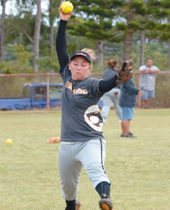 Campbell softball player Breanne Patton practices her pitch. See story on Page 4. Photo by Byron Lee