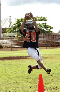 Campbell football player Kevin Faller. Photo by Nathalie Walker
