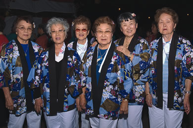 Carol Ishii, Helene Yamaguchi, Jane Yamasaki, Bernice Ishitani, Faith Kurooka and Evelyn Ikeda