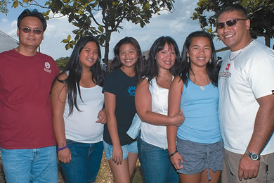 Danny, Colleen and Jade Licudine, Michelle, Devan and Lui Fenumiai