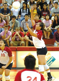 Seasider volleyball star Lesina Funaki in action. Photo from Brigham Young University-Hawaii.
