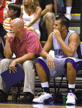 Cory O’Dell (left) at a men’s basketball game during the Maui Invitational. Photo from Stacia Garlach.