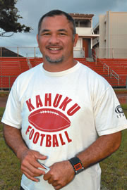 Kahuku High School head football coach Reggie Torres. Photo by Nathalie Walker.