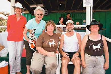 Kay Williamson, Lois Meyer, Nipsy (dog), Ellen Kemp, Jerry Hilbert and Tammy Wiest
