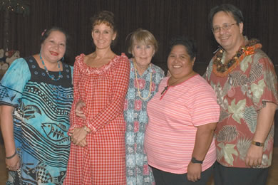 Marianne and Chaimerry Gray, Elin Farrell, Valerie Haole and Kimo Keawe