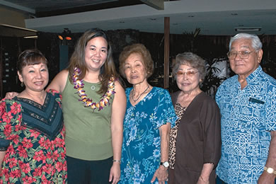 Joy Kobashigawa Lewis, state Sen. Jill Tokuda, Millie Saito, Fran Kagawa and Norman Taira