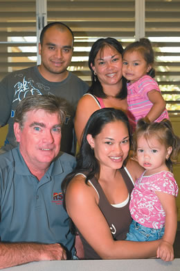 (front, from left) Bruce, Christine and Keilana MacPherson (back) Makoa, Connie and Hailee Hanaike