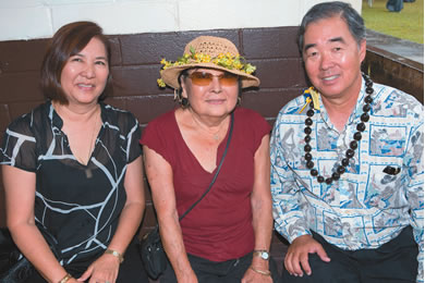 Penny Sakamoto, Betty Okawa and state Sen. Norman Sakamoto