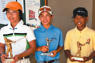 Taisei Negishi, Sian Rogers and Nathaniel Indica, 12-13 age category