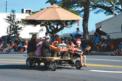 A motorized picnic table