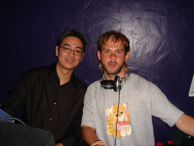 DJ Paul Awakuni and Dominic Monaghan