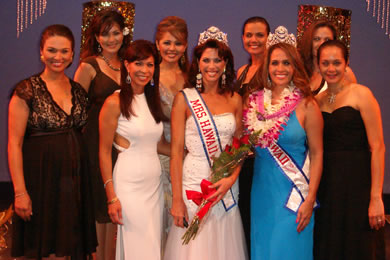 Nadine is congratulated by a group of former Mrs. Hawaiis