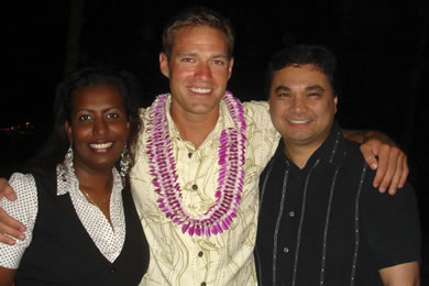 Andy with Umma Kayvalyam and Lincoln Jacobe of Hawaii Pacific Entertainment