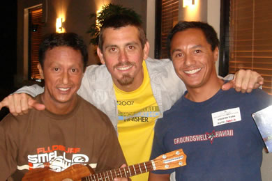 Brothers Roy and Neil Dumaran of Kaneohe with James McWhinney of Big Mountain