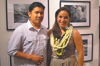 Club Monaco marketing manager Stacey Casper with contributing artist Aaron Padilla.
