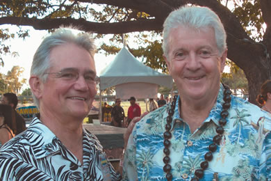 Cox Radio Hawaii general manager Mike Kelly with Phil Arnone of KGMB9.
