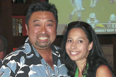 Steinlager state manager Calvin Maeda with Pearl Ultra Lounge director of marketing Cydney Chu.