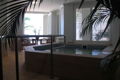 The spa features both pre- and post treatment renewal lounges