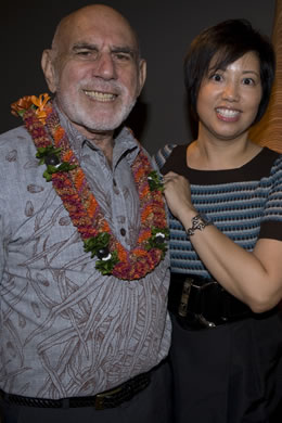 Artist Ron Kent with Denise Avilla, general manager for Gucci Waikiki. 