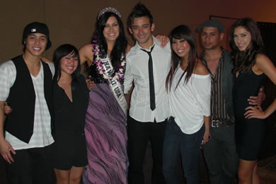 During the pageant, 2008 Miss Hawaii USA Jonelle Layfield performed with her friends from 24-7 Dance
