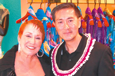 Fashion designer Bernard Foong with store manager Gay Spatz