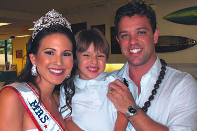 Mrs. Hawaii Alicia Jones (pictured here with husband Matt and son Brock)