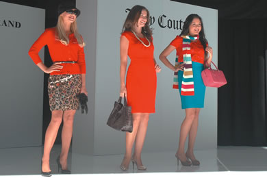 Models Ocean Ramsey, Shannon Hughes and Jee Hae Jones wearing fashions by Kate Spade New York.