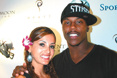 Ana Ravedutti with Knowshon Moreno, running back for the Denver Broncos.