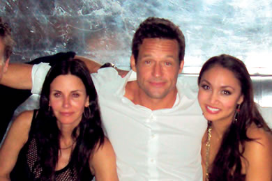 The next night, Cox showed up at CrazyBox, along with fellow Cougar Town star Josh Hopkins 
