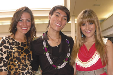 Project Runway finalist Andy South (center) with Miss Hawaii Jalee Fuselier and celebrity makeup art
